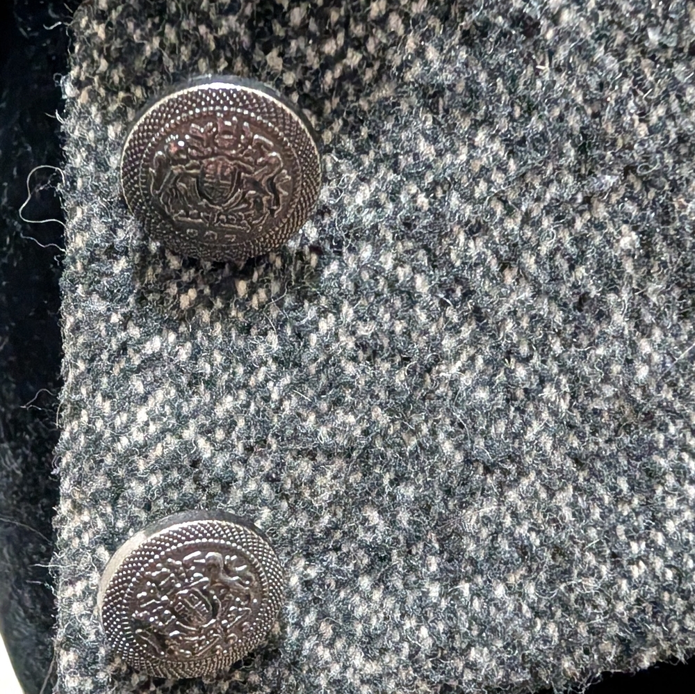 Free People Wool Blend Herringbone Tweed Grey Tuxedo Vest XS - Picture 8 of 12